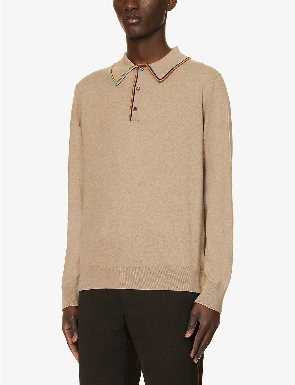 PAUL SMITH Stripe Collar Striped-trim Cotton And Wool-blend Jumper - Image 3