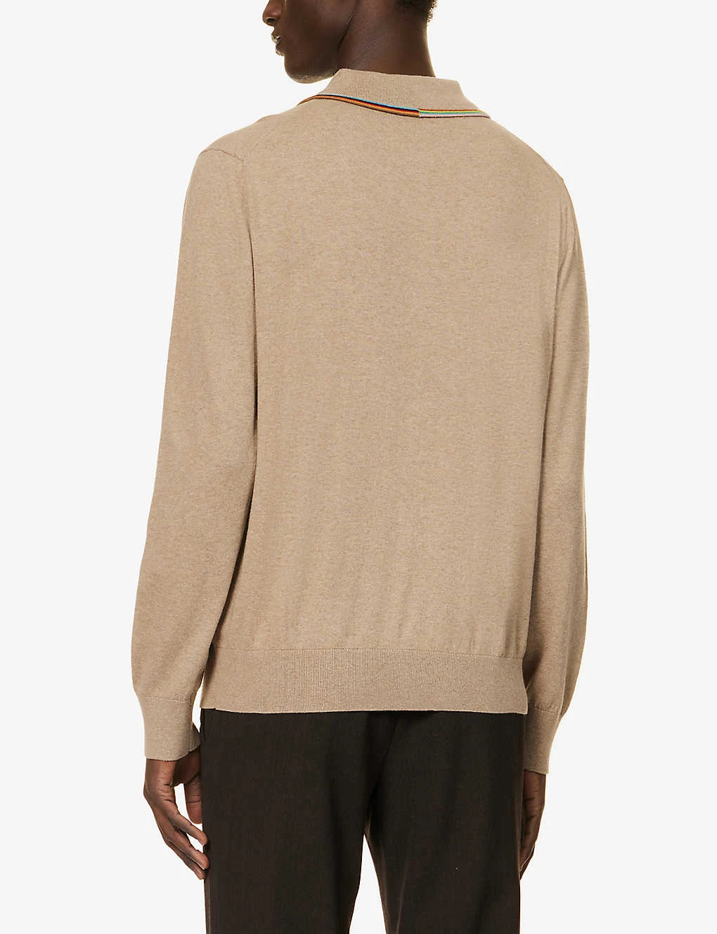 PAUL SMITH Stripe Collar Striped-trim Cotton And Wool-blend Jumper - Image 4