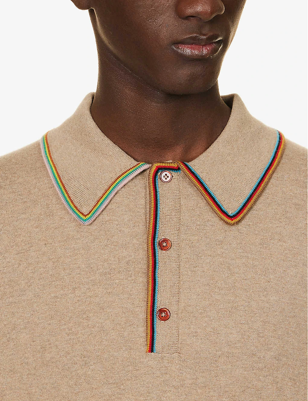 PAUL SMITH Stripe Collar Striped-trim Cotton And Wool-blend Jumper - Image 5