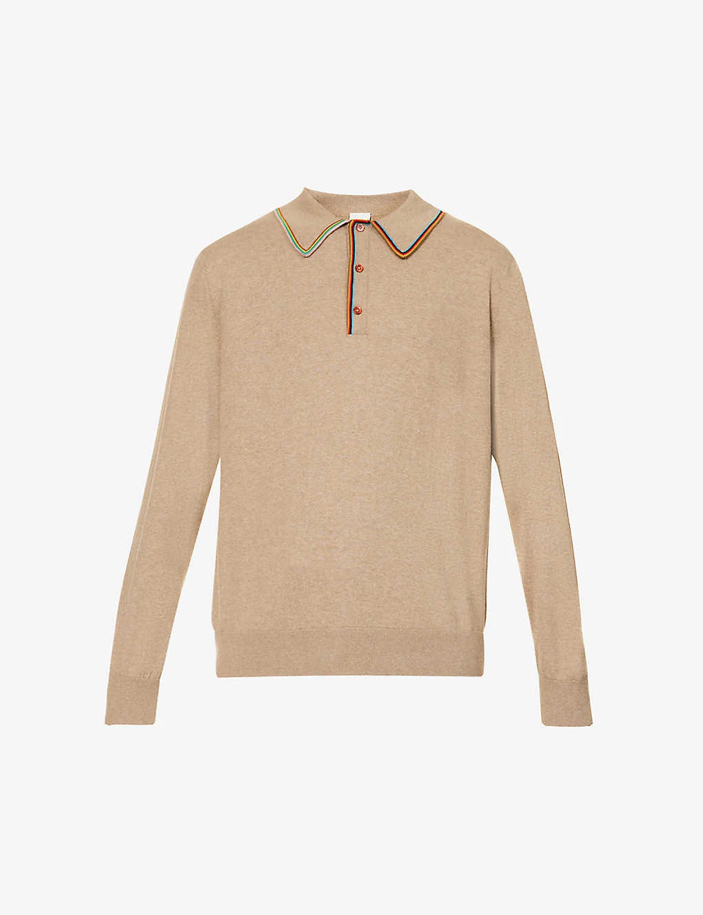 PAUL SMITH Stripe Collar Striped-trim Cotton And Wool-blend Jumper