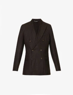 Dolce & Gabbana Double-breasted Padded-shoulder Regular-fit Linen Blazer