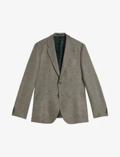 Ted Baker Taylorj Slim-fit Single-breasted Linen And Wool-blend Suit Jacket