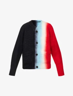 Sacai Tie-dye Wool-blend Knitted Cardigan