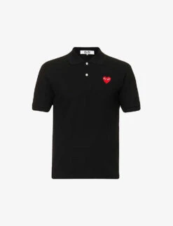 Comme Des Garçons Play Heart-appliqué Regular-fit Cotton Piqué Polo Shirt