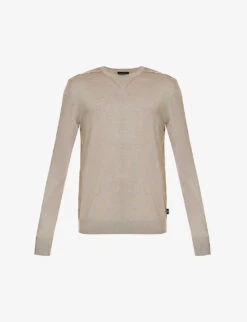 Emporio Armani Brand-patch Long-sleeved Wool-blend Jumper