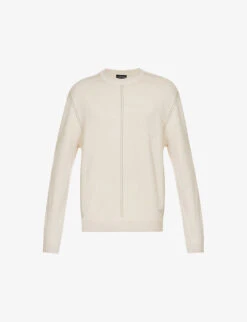 Emporio Armani Brand-embroidered Contrast-stitched Knitted Jumper