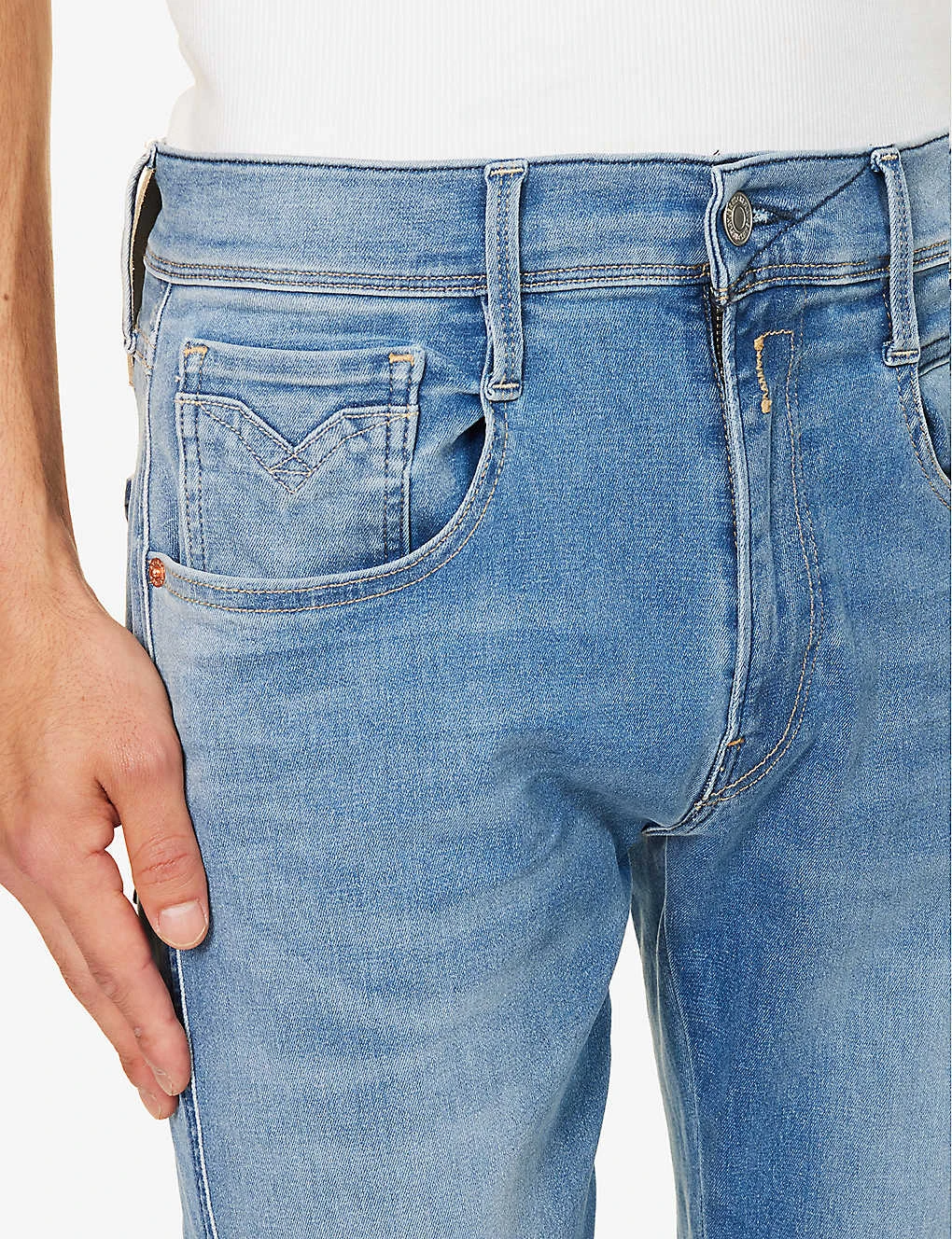 Replay Anbass Hyperflex Tapered-leg Slim-fit Stretch-denim Jeans - Image 5