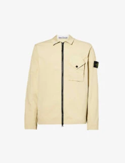 Stone Island Logo-badge Relaxed-fit Stretch-cotton Overshirt